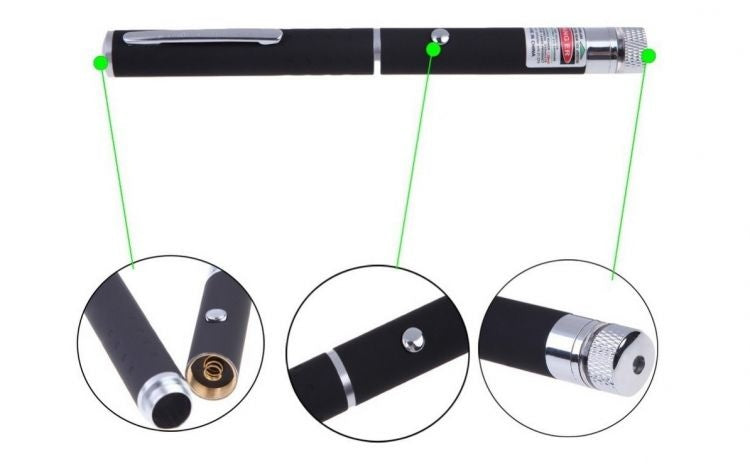 Pointer laser verde cu capete interschimbabile, modele proiectie diverse, 16.5 cm