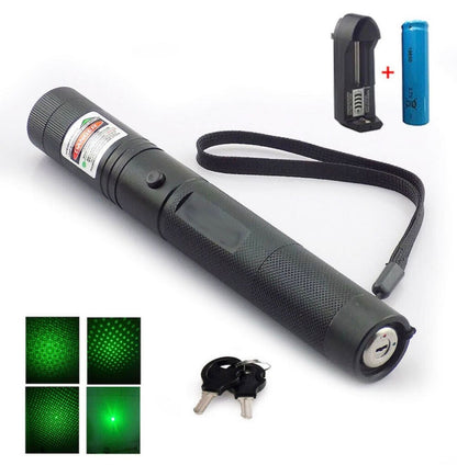 Pointer laser verde profesional cu cheie de siguranta, baterie reincarcabila si incarcator