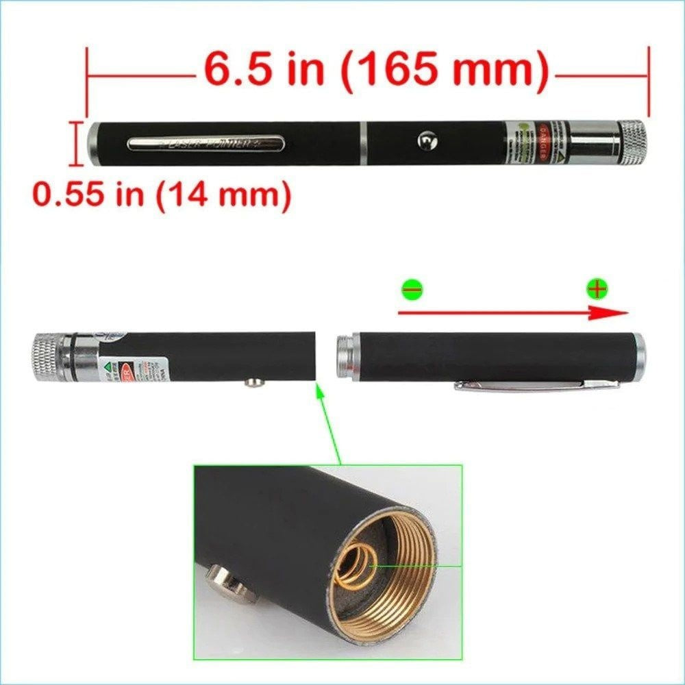 Pointer laser verde puternic model stelar si clip metalic, baterii incluse