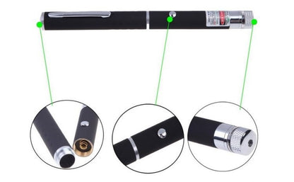 Pointer laser verde puternic model stelar si clip metalic, baterii incluse