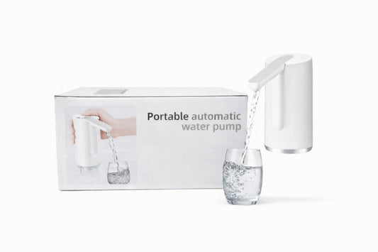 Pompa automată pentru dozare apă, dispenser electric portabil pentru bidoane de apă, alb