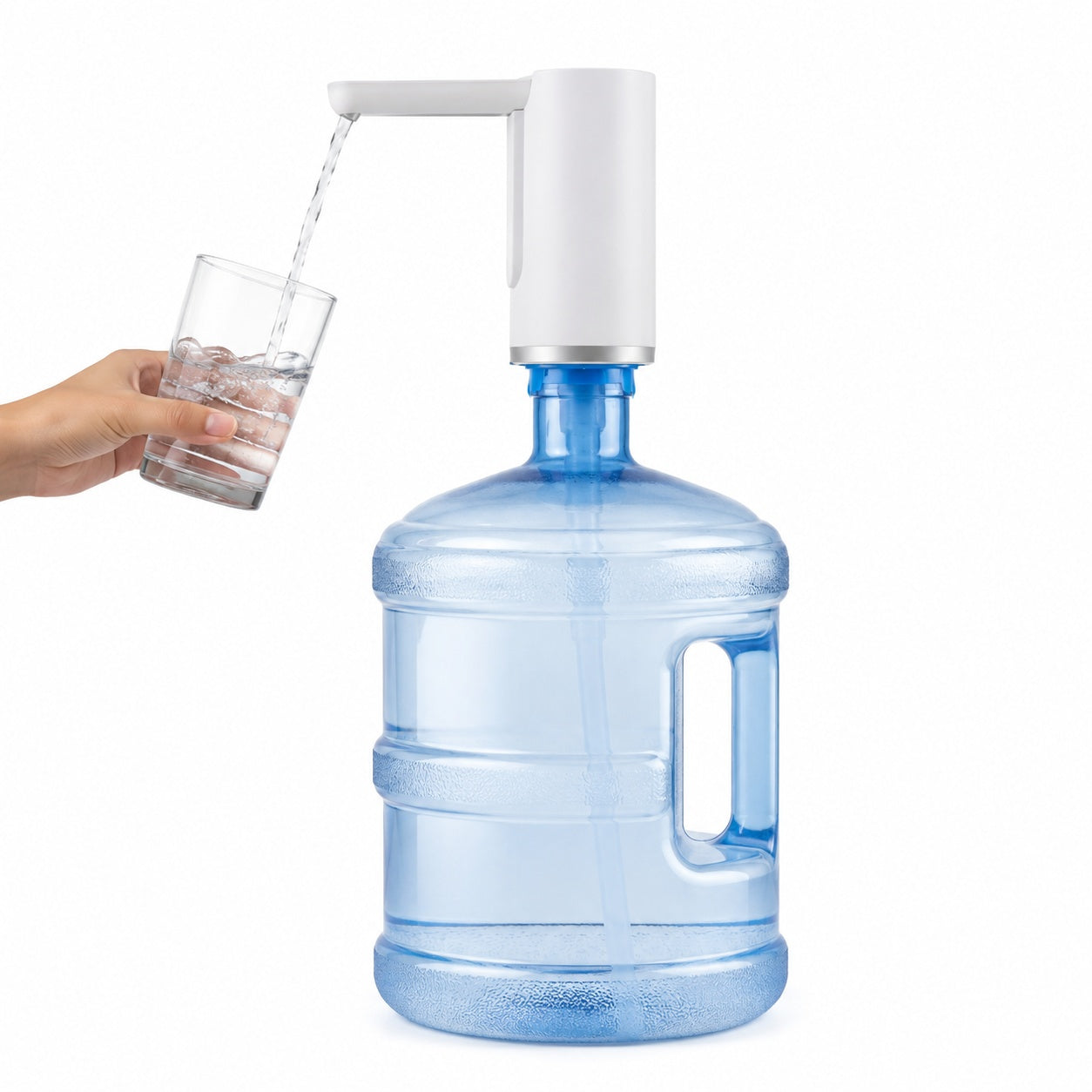 Pompa automată pentru dozare apă, dispenser electric portabil pentru bidoane de apă, alb