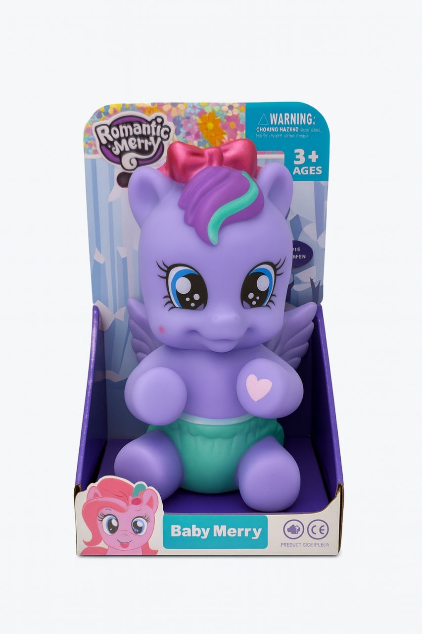 Ponei Mov Baby Merry Romantic Merry , Jucarie Unicorn Cu Aripi Pentru Copii, Figurina 21x14 cm