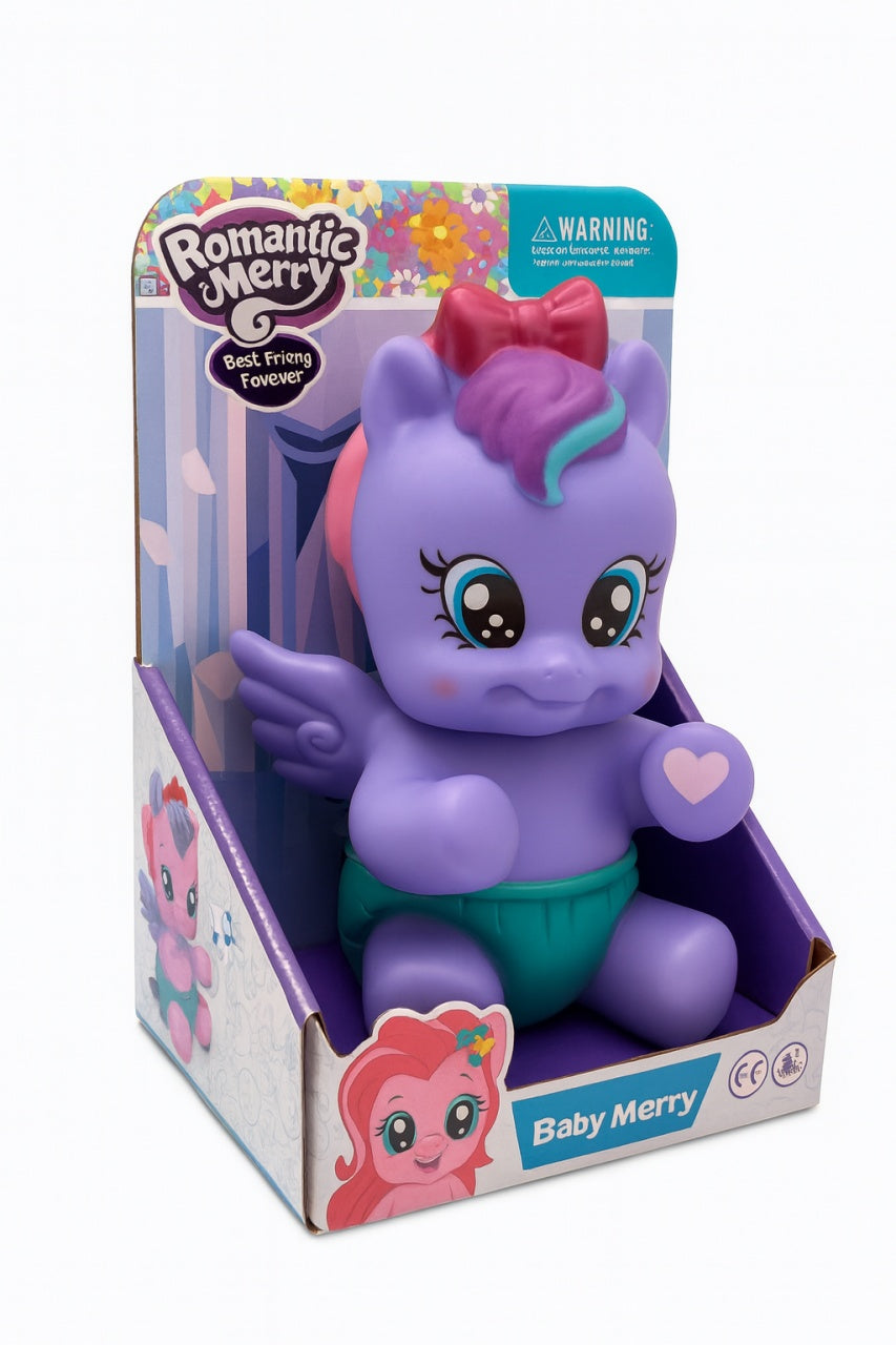Ponei Mov Baby Merry Romantic Merry , Jucarie Unicorn Cu Aripi Pentru Copii, Figurina 21x14 cm
