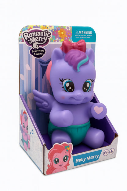 Ponei Mov Baby Merry Romantic Merry , Jucarie Unicorn Cu Aripi Pentru Copii, Figurina 21x14 cm