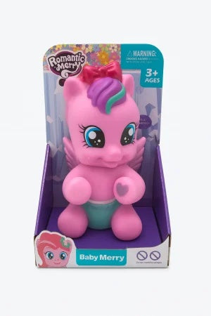 Ponei Roz Baby Merry Romantic Merry – Jucarie Pentru Copii, Figurina 21x14 cm, Model Unicorn Cu Aripi