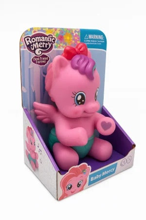 Ponei Roz Baby Merry Romantic Merry – Jucarie Pentru Copii, Figurina 21x14 cm, Model Unicorn Cu Aripi