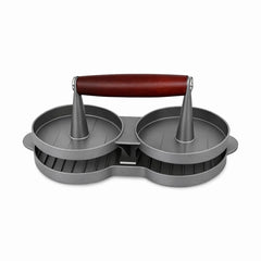 Presă dublă pentru burgeri din aluminiu cu mâner ergonomic din lemn