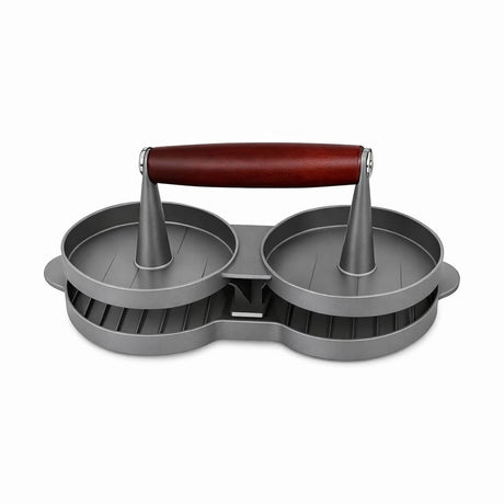 Presă dublă pentru burgeri din aluminiu cu mâner ergonomic din lemn