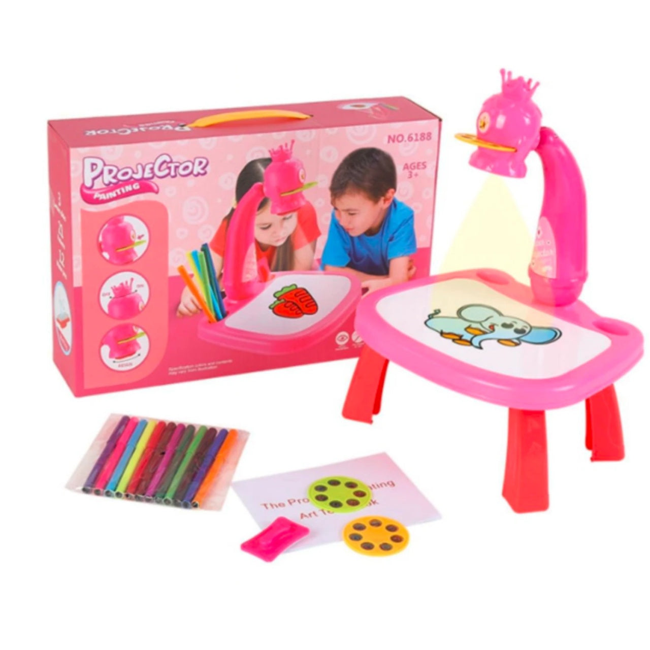 Proiector de Desen pentru Copii , Masa de Pictura, Sabloane, Markere, 3+ ani