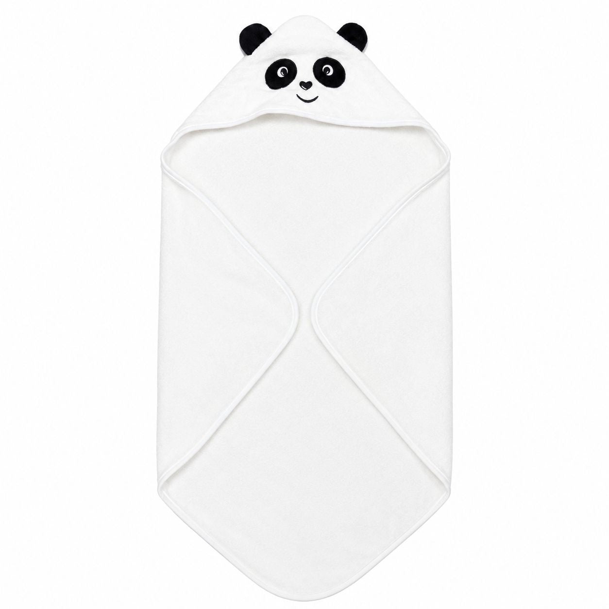 Prosop cu Glugă pentru Copii și Bebeluși Alb – Model Panda, Moale și Absorbant