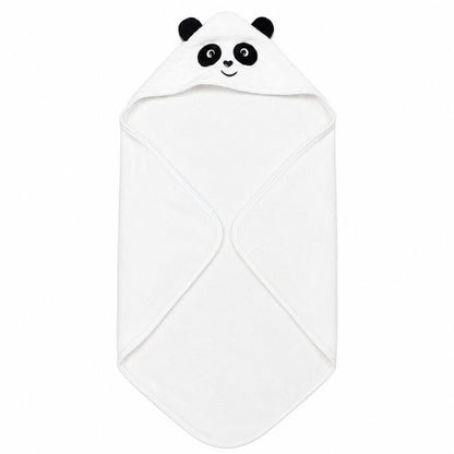 Prosop cu Glugă pentru Copii și Bebeluși Alb – Model Panda, Moale și Absorbant