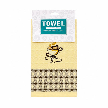Prosop de Bucătărie 25x50 cm cu Model Cafea – Prosop Crem Absorbant