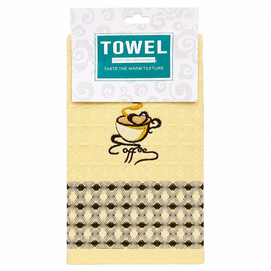Prosop de Bucătărie 25x50 cm cu Model Cafea – Prosop Crem Absorbant