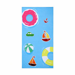 Prosop de plaja cu colace si barcute marine Summer Fun, 70x140 cm