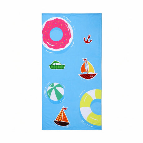 Prosop de plaja cu colace si barcute marine Summer Fun, 70x140 cm