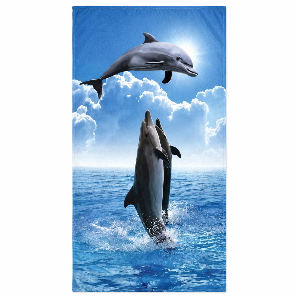 Prosop de Plajă cu Delfini în Ocean 90x170 cm – Prosop Mare din Microfibră cu Design Marin