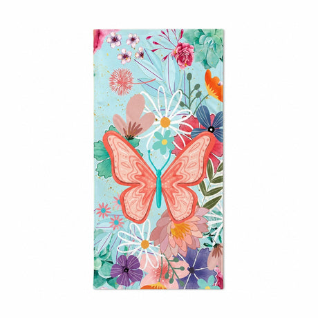 Prosop de Plajă cu Fluturi și Flori Colorate 70x140 cm – Microfibră cu Design Floral