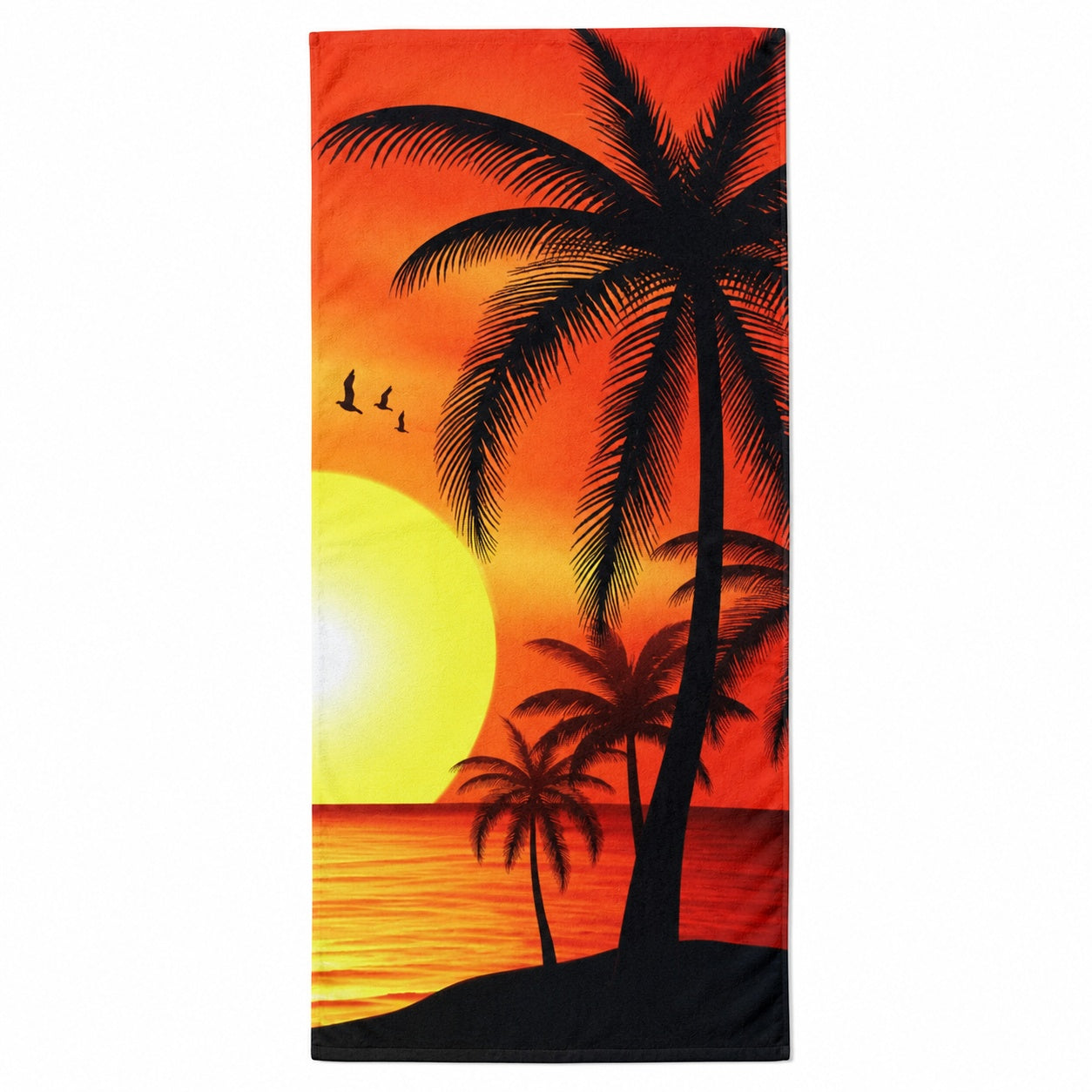 Prosop de Plajă cu Palmieri și Apus Tropical 70x140 cm – Microfibră cu Design Exotic