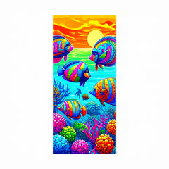 Prosop de plaja cu pesti tropicali multicolori Ocean Sunset, 70x140 cm