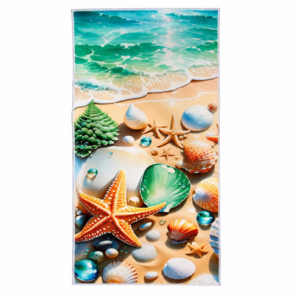 Prosop de Plajă cu Scoici și Stea de Mare 70x140 cm – Prosop din Microfibră