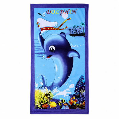 Prosop de Plajă Delfin 70x140 cm – Microfibră Premium cu Delfin și Design Tropical