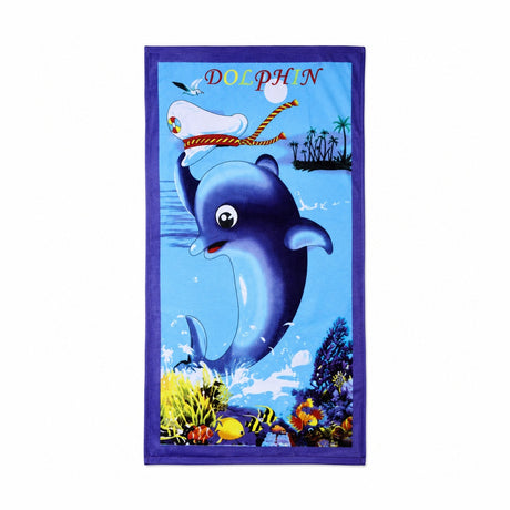 Prosop de Plajă Delfin 70x140 cm – Microfibră Premium cu Delfin și Design Tropical
