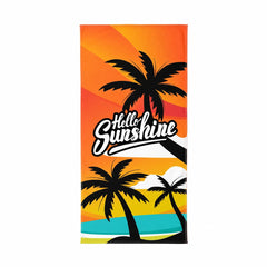 Prosop de plaja Hello Sunshine cu palmieri tropicali, 70x140 cm