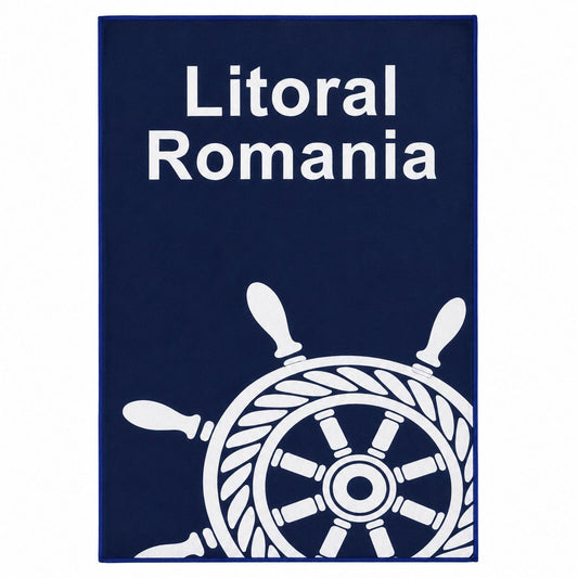 Prosop de Plajă Model Cârmă Marină Albastru 70x140 cm – Design Nautic