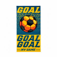 Prosop de plaja model dinamic cu minge de fotbal, 70x140 cm
