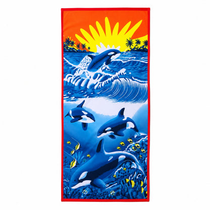 Prosop de Plajă, model Ocean 70x140 cm – Prosop din Microfibră cu Design Marin Exotic