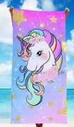 Prosop de plajă pentru copii, unicorn multicolor, 3+ ani