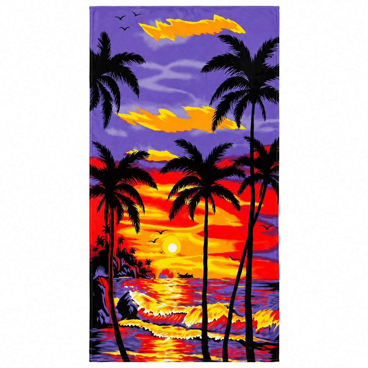 Prosop de Plajă Tropical Sunset 90x170 cm – Microfibră Premium, Design Palmieri