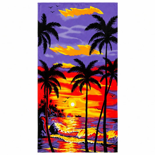 Prosop de Plajă Tropical Sunset 90x170 cm – Microfibră Premium, Design Palmieri