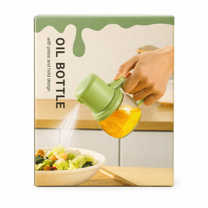 Pulverizator ulei 210 ml, 13x8.5 cm, spray bucatarie, sticla, dozare uniforma, verde