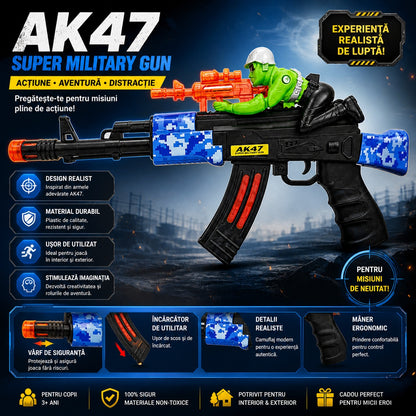 Pușcă de Jucărie AK47 cu Lumini și Sunete, 50 cm – Armă de Jucărie pentru Copii cu Efecte Realiste