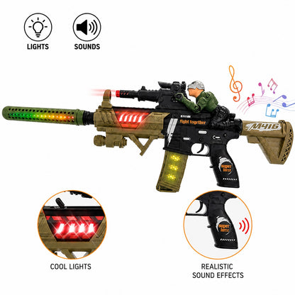 Pușcă de Jucărie M416 cu Lumini și Sunete, 50 cm – Armă de Asalt pentru Copii, Efecte Realiste, 3+ Ani
