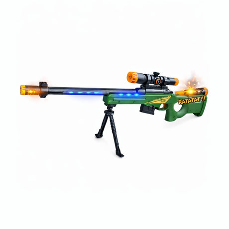 Pusca luneta de jucarie cu trepied, efecte lumini si sunete, model sniper copii