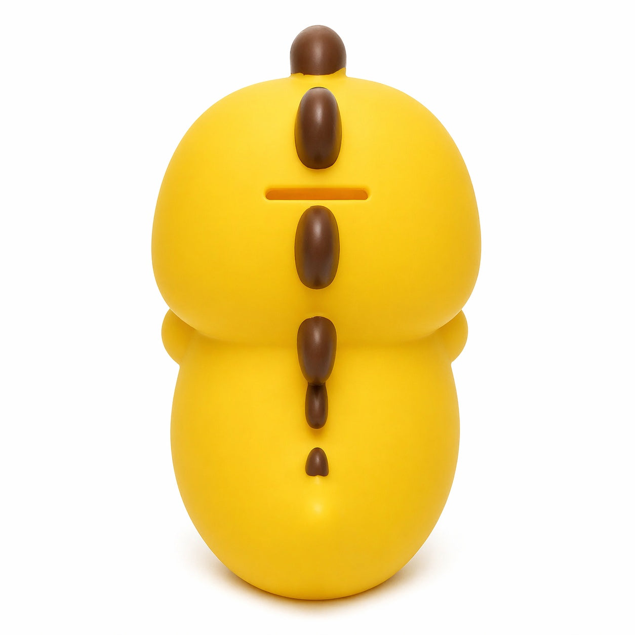 Pușculiță dinozaur galben 20 cm – cutie economii cu capac inferior, design simpatic