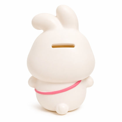 Pușculiță iepuraș alb, 20,5 cm, din plastic, cu capac inferior