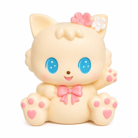 Pușculiță pisică albă 18 cm – cutie economii cu capac inferior