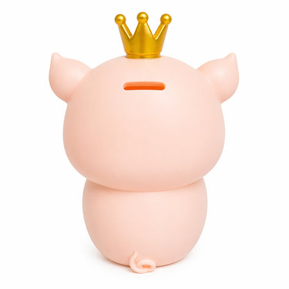 Pușculiță purceluș roz 22 cm cu fundă roșie – cutie economii cu capac inferior
