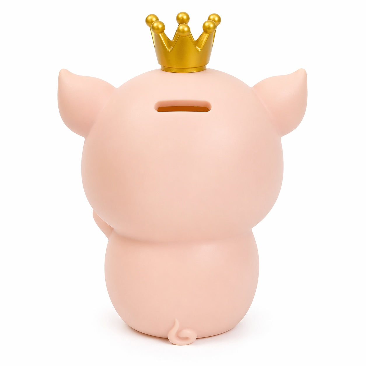 Pușculiță purceluș roz cu funda albastra , 22 cm – cutie economii din plastic, capac inferior