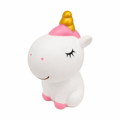 Pușculiță unicorn alb, 20,5 cm, din plastic, design adorabil, cu capac inferior