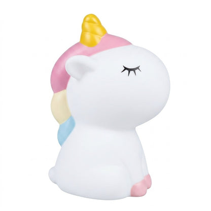 Pușculiță unicorn alb, 20,5 cm, din plastic, design adorabil, cu capac inferior