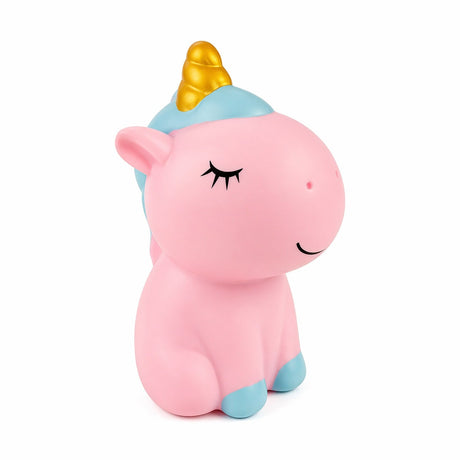 Pușculiță Unicorn Roz 20,5 cm – din Plastic, Design Drăguț, cu capac inferior
