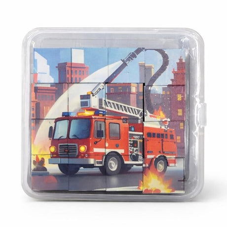 Puzzle 3D Pompieri Roșu pentru Copii, Material Plastic, Indemanare