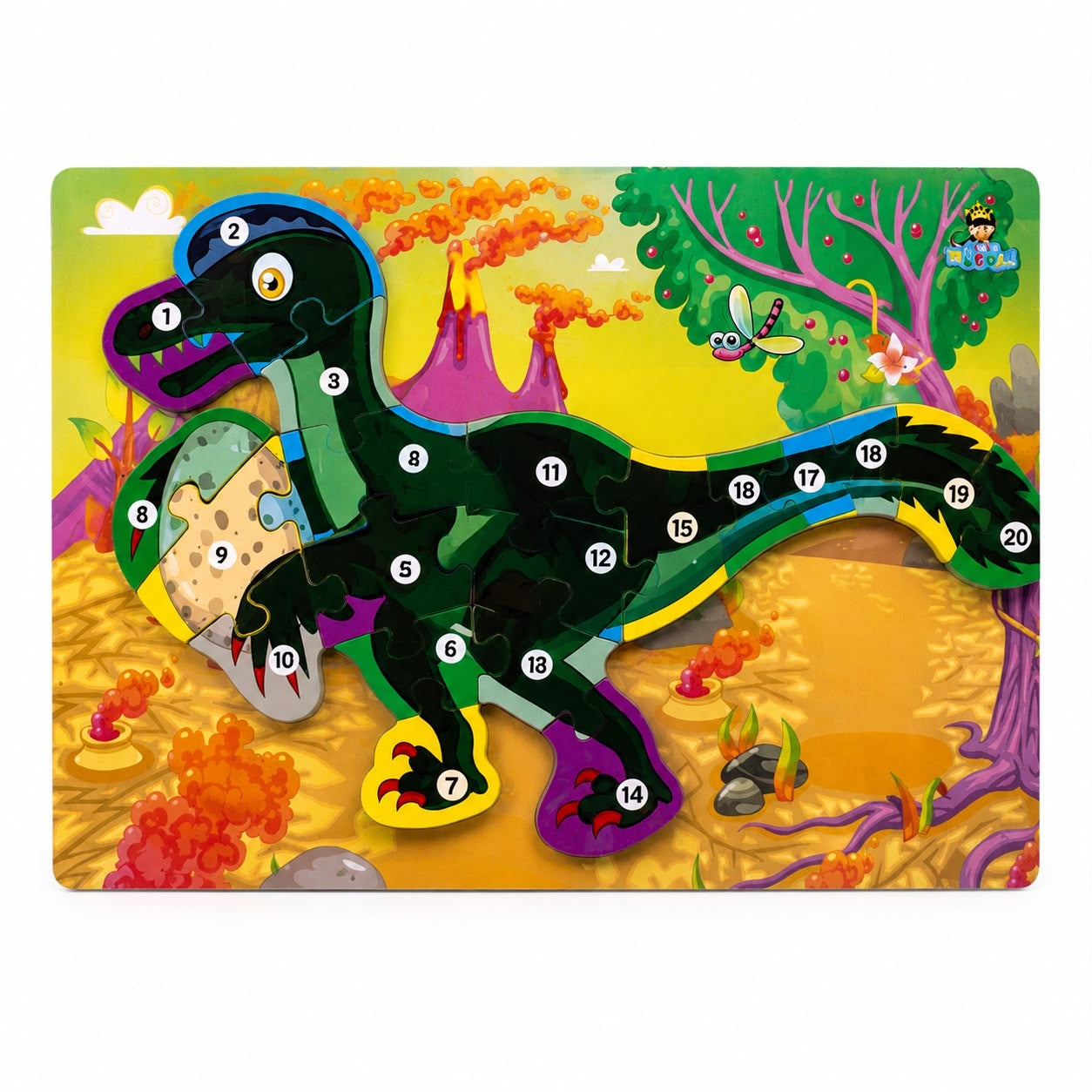 Puzzle din Lemn cu Dinozaur pentru Copii 3+ Ani, 26 Piese, Model Aleatoriu