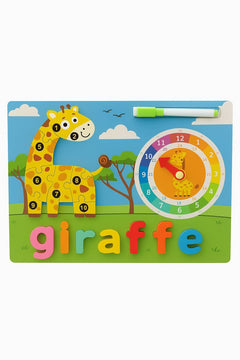 Puzzle din Lemn Educativ cu Animalut si Ceas , Modele Diferite, 30x22cm