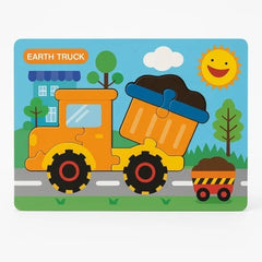 Puzzle din Lemn Educativ pentru Copii – Modele Diverse Dinozauri si Vehicule, 22x17.5cm